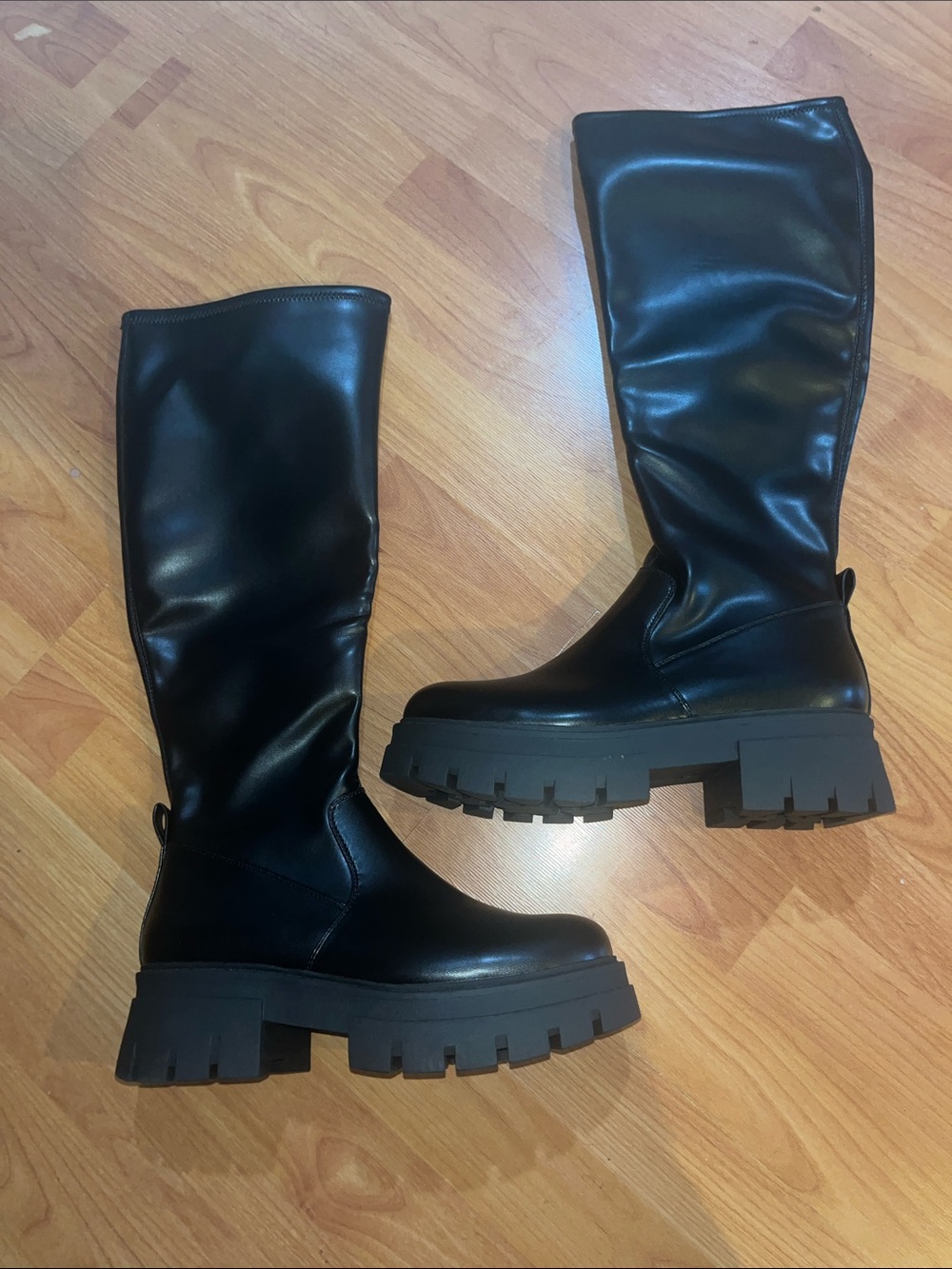 Sonoma Black Knee-High Platform Lug Boots